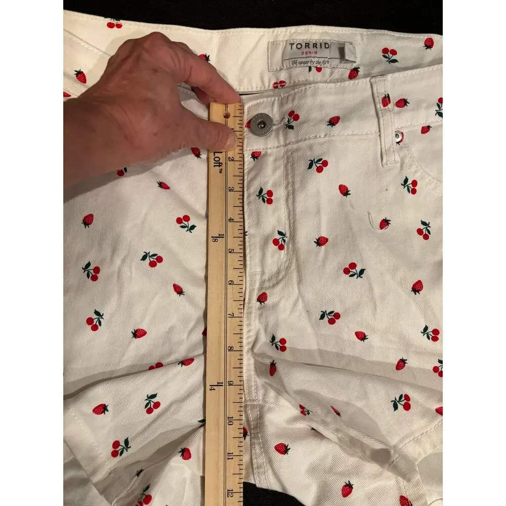 torrid White Cherry-Print Denim Shorts - Picture 12 of 13